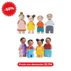 6 sets de familia de muñecos de madera sólida